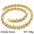 Collar de cadena imperial dorada para hombre de 10mm, largo 600mm, cadena pesada de 166g - 10mm (KN289084-KJX) / Dorado