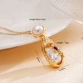 Collana in rame placcato oro 18K con ciondolo a cuore floreale e perla in finitura oro - Rosa 2483 (Perla Irregolare Dorata)