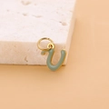 Letter U pendant with gold plated frame and light green enamel finish for DIY jewelry - Enamel Letter-U