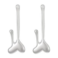 Abstract silver liquid metal heart earrings with a modern geometric fluid design - Steel Color WG-1367