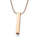 Polished rose gold vertical bar pendant necklace with sleek snake chain for couples - Rose Gold with Chain