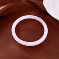 Elegant minimalist round light pink quartz bracelet with a smooth polished finish - Simple Warm Rose Quartz Round Bangle (52#)