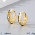 Minimalist gold titanium steel hoop earrings featuring 13x3mm inlaid cubic zirconia - Gold Base with Clear Stone (KE118293-TGD)