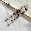 U-shaped tortoise shell acetate hair fork pin for elegant bun styling and hair updo - Beige Leopard
