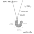 Stainless steel necklace featuring a zircon-encrusted letter U pendant for women - Rp017-u Letter Steel Necklace 40+5cm