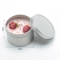 Pink crystal aromatherapy soy candle with dried flowers in a 6x4cm silver tin - Light Pink