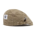 Light brown vintage newsboy cap with Brooklyn embroidery and adjustable metal buckle - Adjustable / Khaki