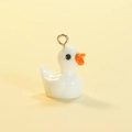 Luminous white resin duck pendant with silver metal ring for DIY jewelry making - Solid White (Silver Pin)