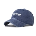 Casquette de baseball en coton bleu marine délavé avec broderie Sweet et visière courbée - Réglable / Bleu Marine (Sweet)