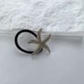 Chic star-shaped rhinestone elastic hair tie with golden metal starfish decor - Gold Rhinestone Starfish Style
