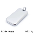 Gepolijste zilveren roestvrijstalen rechthoekige hanger, maat 35x19mm, gewicht 13g - Hanger Zonder Ketting (KP98510-KFC) / 35x19mm / Zilver (KP98510-KFC)