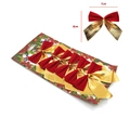 Set of 6 Christmas tree bows in red velvet and gold woven texture, 7cm by 8cm - Card Packaged Set / 6 Pieces/Pack (8cm) / Red and Gold