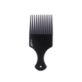 Black plastic hair pick comb with wide teeth and ergonomic handle for professional styling - Standard / Black