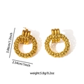 French vintage style gold textured ring earrings made of durable stainless steel - Triple Linked Grainy Style ZY0723