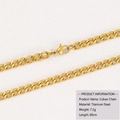 Detalle de cadena cubana de acero de titanio chapada en oro de 18k con cierre de langosta - Cadena Cubana (Dorado)