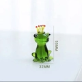 Handmade green glass frog figurine with golden crown and dimensions 55mm by 32mm - Glass Style Frog Prince