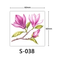 3D pink flower temporary tattoo sticker model S-038 with 60mm square dimension - Pink Flower Green Leaf Style (S-038)