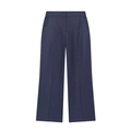 Pantalón azul oscuro de pernera ancha y cintura alta con pinzas y bolsillos en fondo blanco - S / Pantalones Azul Marino