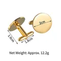 Polierte goldene runde Manschettenknöpfe mit 2 cm Durchmesser und T-Verschluss - Rund / Gold