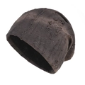 Vintage gebreide muts in distressed-stijl met kleurverloop en gescheurde details - L(58-60cm) / koffiekleur