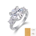 Eleganter 925er Silber Moissanit-Ring mit drei Rundschliff-Steinen und GRA-Zertifikat - US Größe 9 / 5ct Moissanit (Mit GRA-Zertifikat)