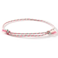 Bohemian hand-woven cotton friendship bracelet in pink and mint green with adjustable slide - Pink Mint Green White