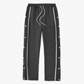 Pantalón deportivo gris oscuro de hombre con rayas blancas laterales y botones de presión - S / gris oscuro