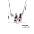 Letter W pendant necklace with colorful stones and silver tone finish for women - Letter W Style (N00445-6)