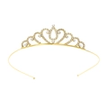 Goldenes Prinzessin Kronen Haarreif für Mädchen mit funkelnden weißen Strasssteinen und Herzen - Herz-Scroll-Hohl-Goldene Krone (Stil 58)
