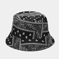 Αναστρέψιμο καπέλο bucket με ασπρόμαυρο μοτίβο paisley για εξωτερικούς χώρους - M (56-58cm) / Μαύρο (4#Μαύρο)