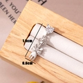Orecchini con fiocco e pendente a forchetta in acciaio inossidabile con zircone a cuore - Cuore Zirconia Fiocco Forchetta / Bianco (Pezzo Singolo)