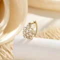 Gouden oorring met witte vierkante zirkonen in een sprankelend vintage sterontwerp - Enkel Stuk / Licht Koffiegoud (A909-6#)