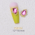 Golden crown nail art charm with rose red teardrop zircon, xf-037 12x10mm size - xf-037 Crown Base Rose Red Waterdrop