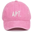 Pink washed cotton baseball cap featuring APT. white embroidery in a classic retro style - Pink