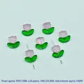 Purple tulip glass beads for DIY jewelry with green leaves and silver pins - Phantom Pink