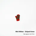 Mini knitted red and green striped mitten accessory for DIY Christmas tree decoration - 1 Piece / Mini Mitten - Green Striped