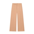 Pantalón de mujer cintura alta y pernera ancha color albaricoque con pliegues y tela - XS / Camello Claro