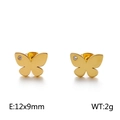 Minimalistische Schmetterling Ohrstecker in Gold mit Kristallakzent und 12x9mm Größe - Gold