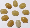 Set mit 10 gelben ovalen Kristall-Cabochons für Schmuckeinlagen und Bastelarbeiten - Topas