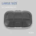 Portable 6-compartment large pill organizer in translucent black with secure lid - Large 6-Grid Black
