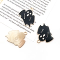 Ghost charm pendants in black enamel and gold finish for DIY jewelry making - Black Ghost 23x26mm (15127)