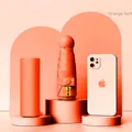 Mini orangerote flache Taschenschirm mit UPF 50+ Sonnenschutz und hartem Aufbewahrungsetui - Orangerot