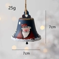Blue vintage metal Santa Claus Christmas bell ornament with rustic jute rope hanging - Type B-Blue Santa Claus