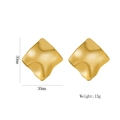 Minimalistische vergoldete quadratische Ohrstecker mit Wellenmuster in 30mm Hochglanz - 1141 Gold