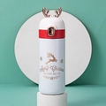 White Christmas elk thermos bottle with rose gold antlers and 304 stainless steel build - 450ml / White