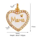 Golden heart charm with Mama text and white enamel inlay for jewelry making - Heart Mama-Gold-White Enamel