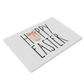 Linen placemat with Hoppy Easter text and pink egg bow design for festive dining - CD002-19 Hoppy Easter