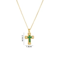 Cross necklace with gold plating, white cubic zirconia and green square crystals - Gold Green & White Zircon Cross (A766)