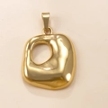 Gold plated hollow geometric leaf pendant with polished finish for DIY jewelry - Hollow Abstract-110