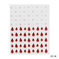 Macro detail of red teardrop rhinestones and white round pearls for DIY facial makeup art - ET-18 Red Pearl Rhinestone Sticker